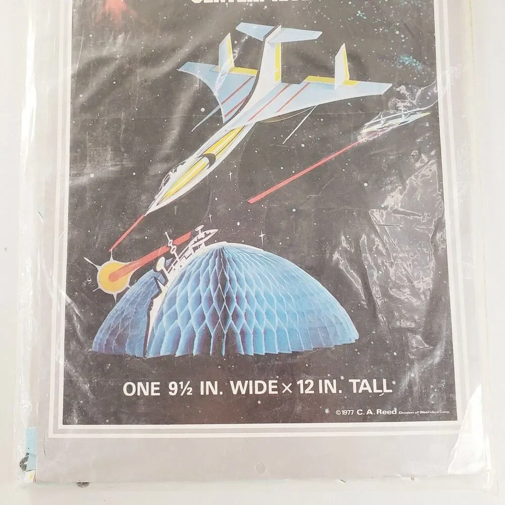 Vtg Star Ship Centerpiece Honeycomb Tissue 1977 Party Supply Atomic Space Retro